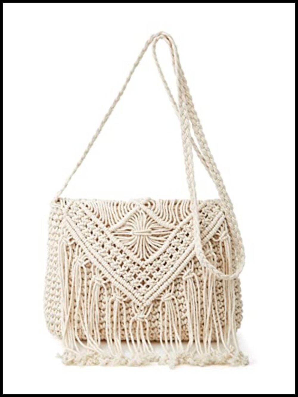 Macrame Hobo Bag Tassels Knit Summer Beach Crossbody Shoulder Purse